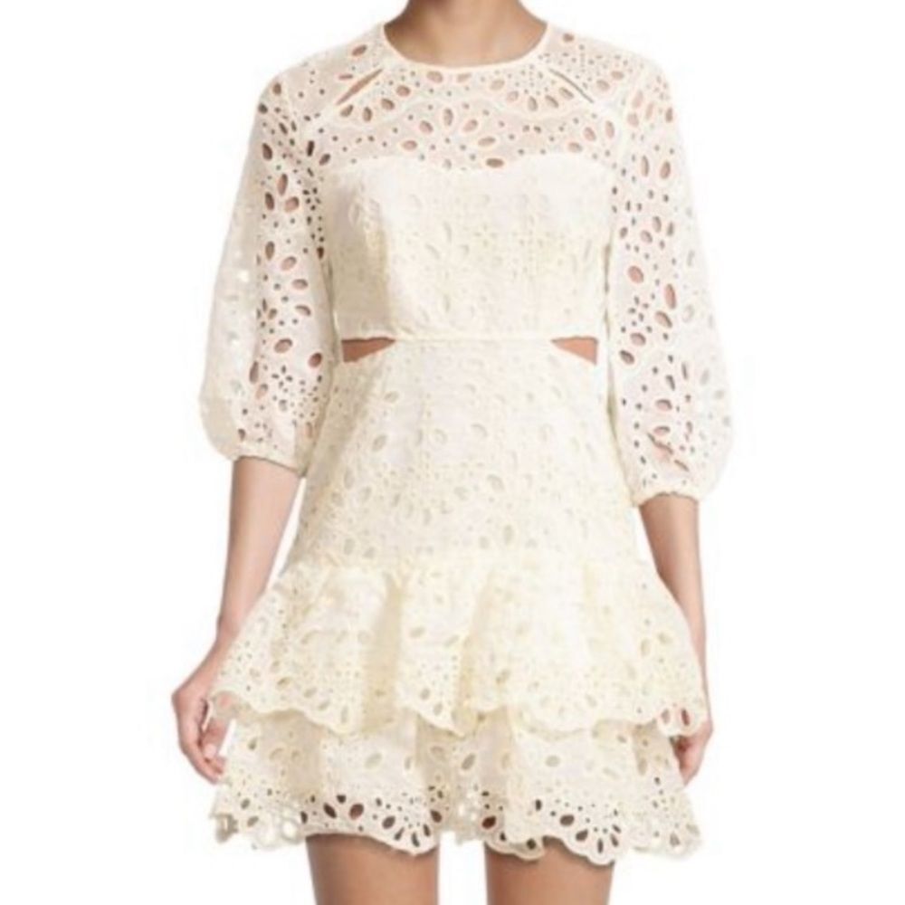 Avantlook | Schiffli Tiered Mini Dress | Size XS